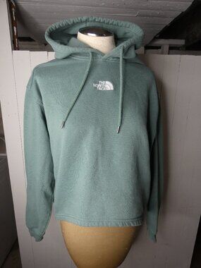 The North Face Women's XL Evolution Crop Hoodie Sage Green Boxy Pullover Cotton